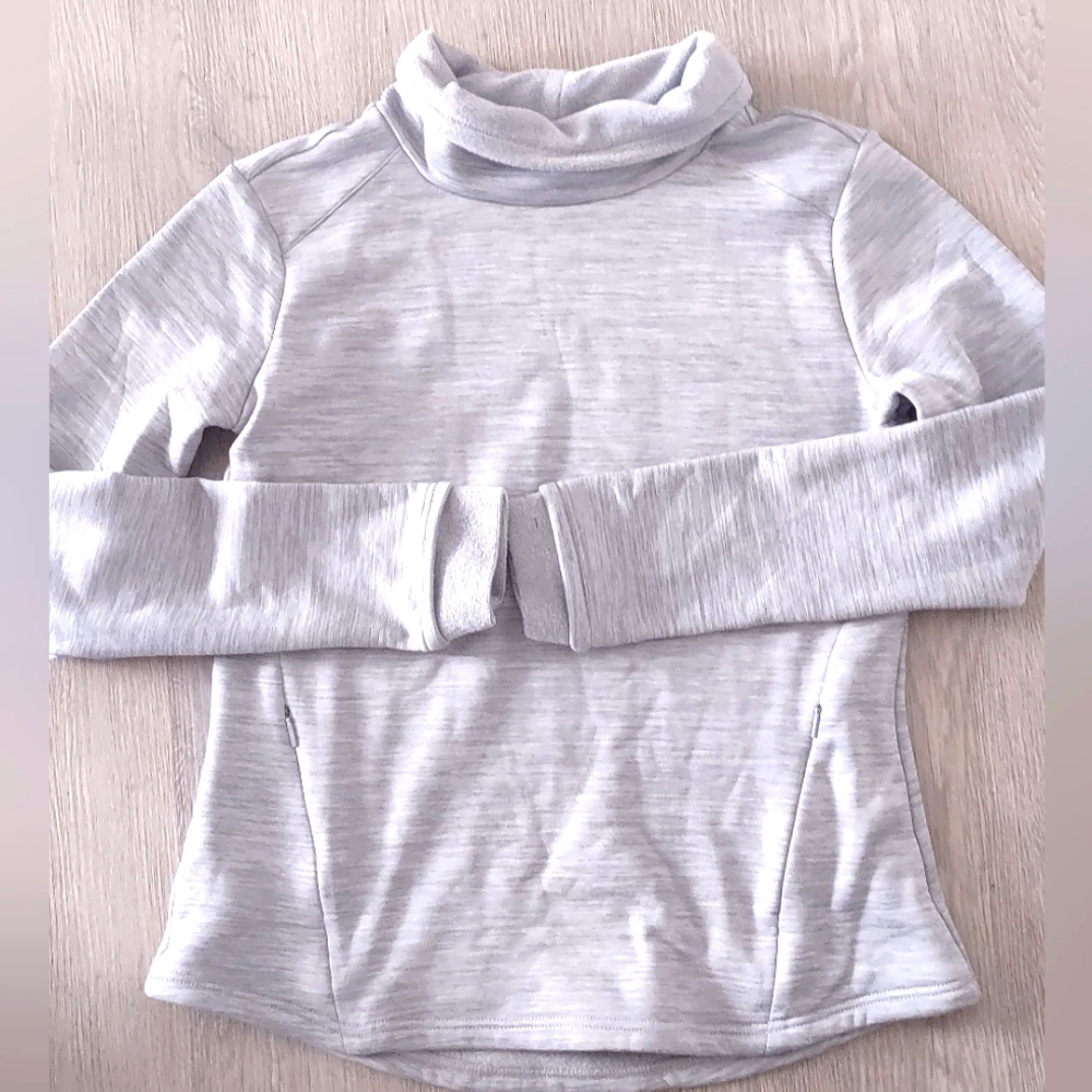 Copy Spyder Active Women's Top Sz Lg Gray Zip Pockets Ski Winter Long Sleeve